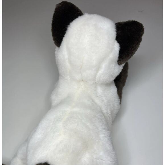 Vintage Aurora Siamese Cat Plush 12” Brown White Stuffed Animal Laying Realistic - Picture 4 of 12